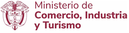 Imagen del logo del Ministerio de Comercio, Industria y Turismo en color rojo oscuro